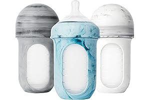 Boon Nursh Reusable Silicone Baby Bottles (Tie Dye, 3 Count, 8 Oz,...