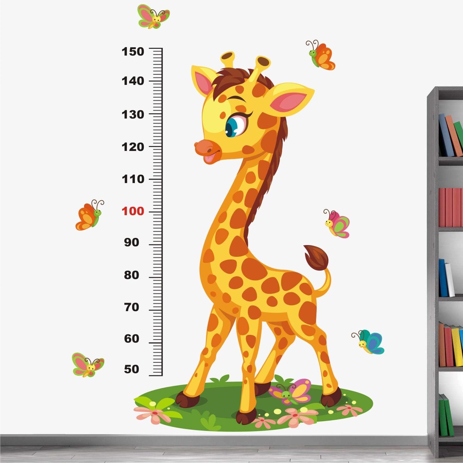 ' Giraffe-Height-Measurement-Chart-Butterfly-Kids-Baby-Kids-Learning-Education-Play-School-Nursery-Wall Sticker '-Ws019 (Pvc Vinyl-130CmX100Cm),Self-Adhesive