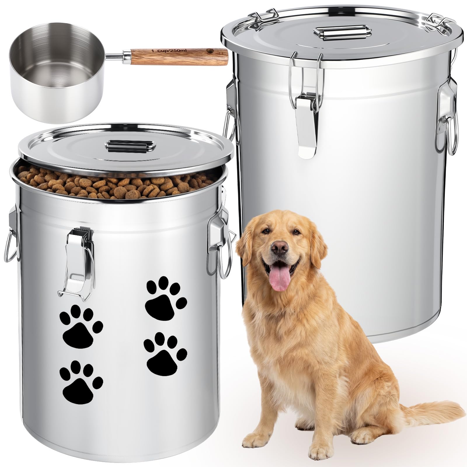 Pet Supplies : Lounsweer 2 Pack 7 Gal Stainless Steel Dog Food