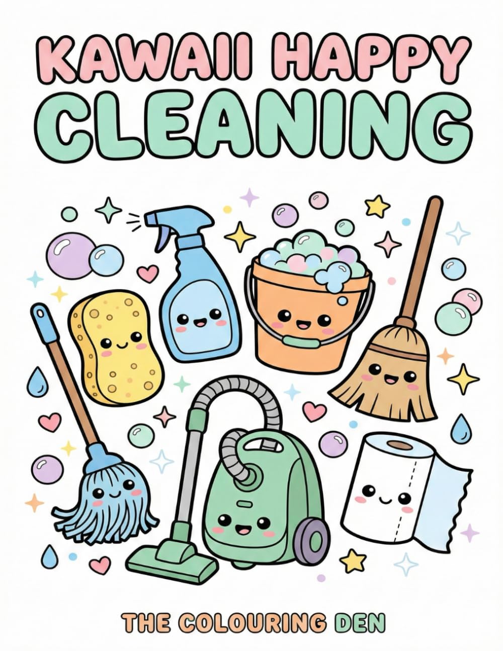 Bold and Cute Kawaii Happy Cleaning Colouring Book (The Colouring Den Colouring Books)