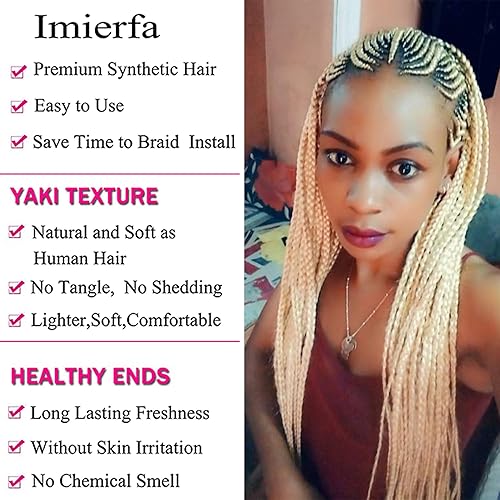 Miniatura 5 de Cabello trenzado rubio, cabello para trenzar de 24 pulgadas, 3.53 ozpieza, 3 piezas de extensiones de cabello trenzado jumbo de fibra de alta