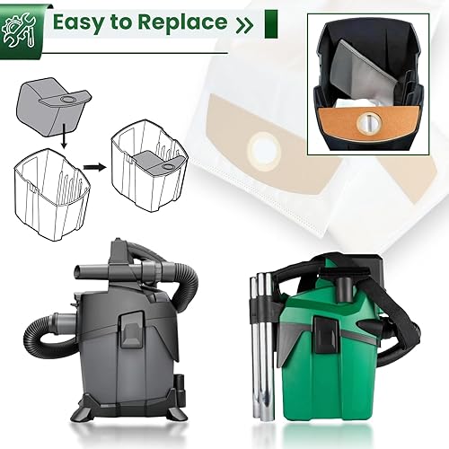 Miniatura 6 de Paquete de 10 bolsas de polvo de vellón para aspiradora FLEX de 24 V sin escobillas, 1.6 galones, bolsas de repuesto HEPA FT522 con filtración de