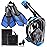 Viginsul Mask Fins Snorkeling Gear for Adults, Full Face Snorkel Mask & Adjustable Swim Fins Snorkel Set, Panoramic View Snorkel Mask Dry Top Anti-Fog Anti-Leak