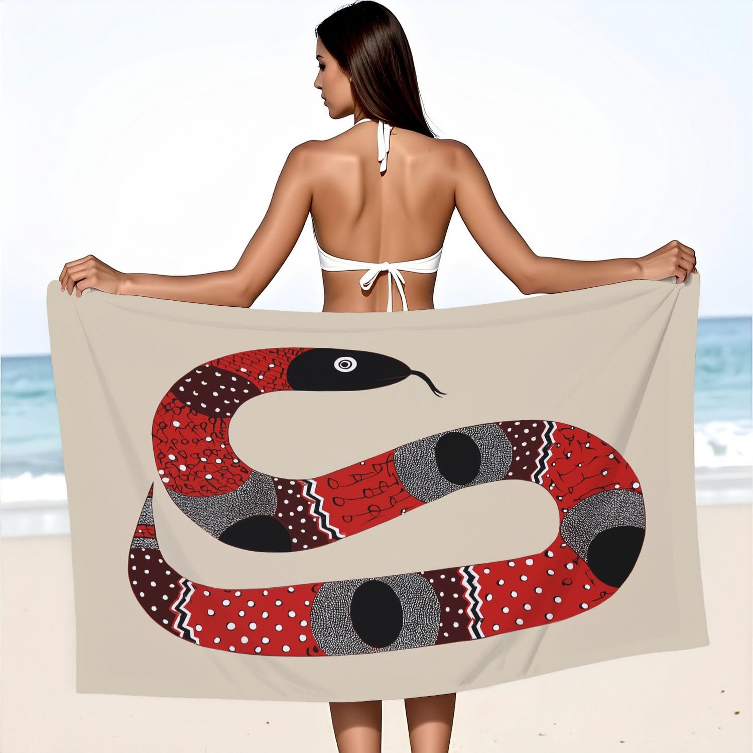 Tier Strandtuch 230 x 210 cm - Strandtuch trandtuch Leichtdünn Weich Strandtuch Pünktchen, Schlangen,für Strand, Pool, Yoga, Picknick