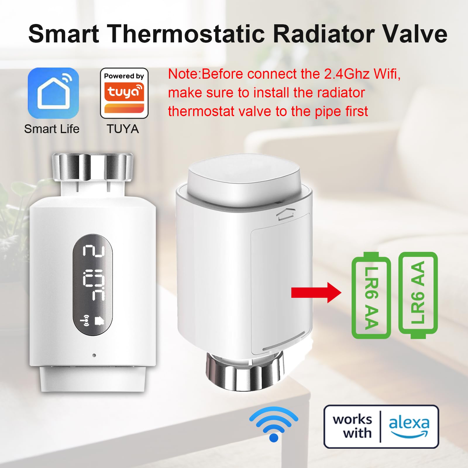 ANTELA Termostato smart per termosifone | Valvola Termostatica Intelligente Wifi, Gestione Smart del Riscaldamento, via Smart Life APP