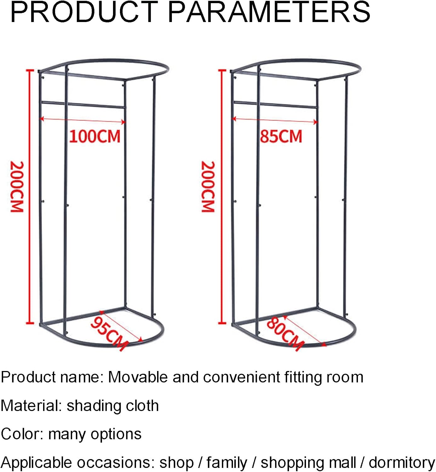 Portable Camping Room Clothing Store Dressing Room Fashion Show Photo Shooting Camping Backyard Pool Party Locker Room 7 Colors 2 Sizes (Colour: D Size: 95x100x200cm) (C 80x85x200cm)