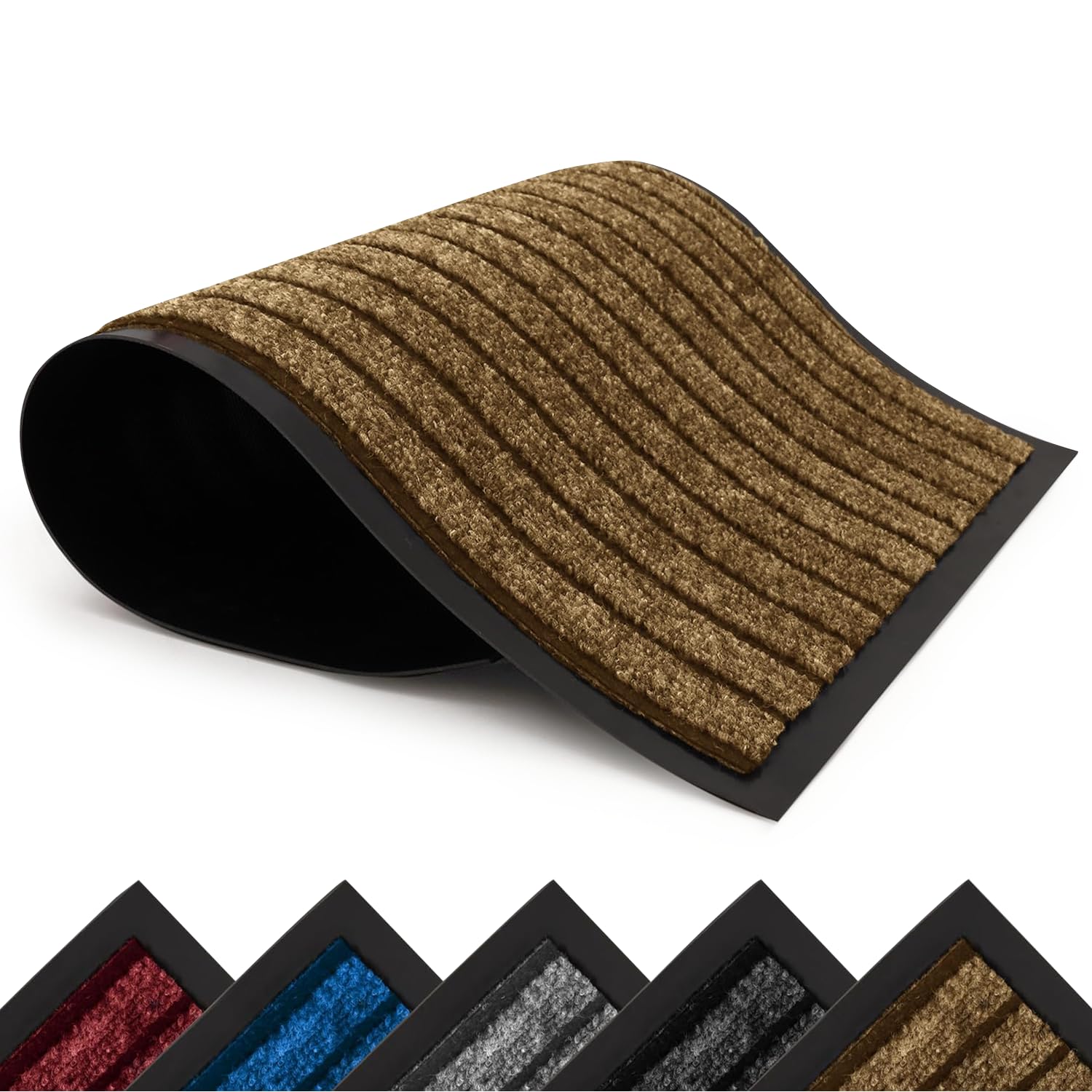 Hafaa Door Mat Indoor & Outdoor Brown 50x80 cm Non Slip Washable Doormat Dirt Trapper Water Absorbent Rubber Mat Heavy Duty Floor Mats โ image 1