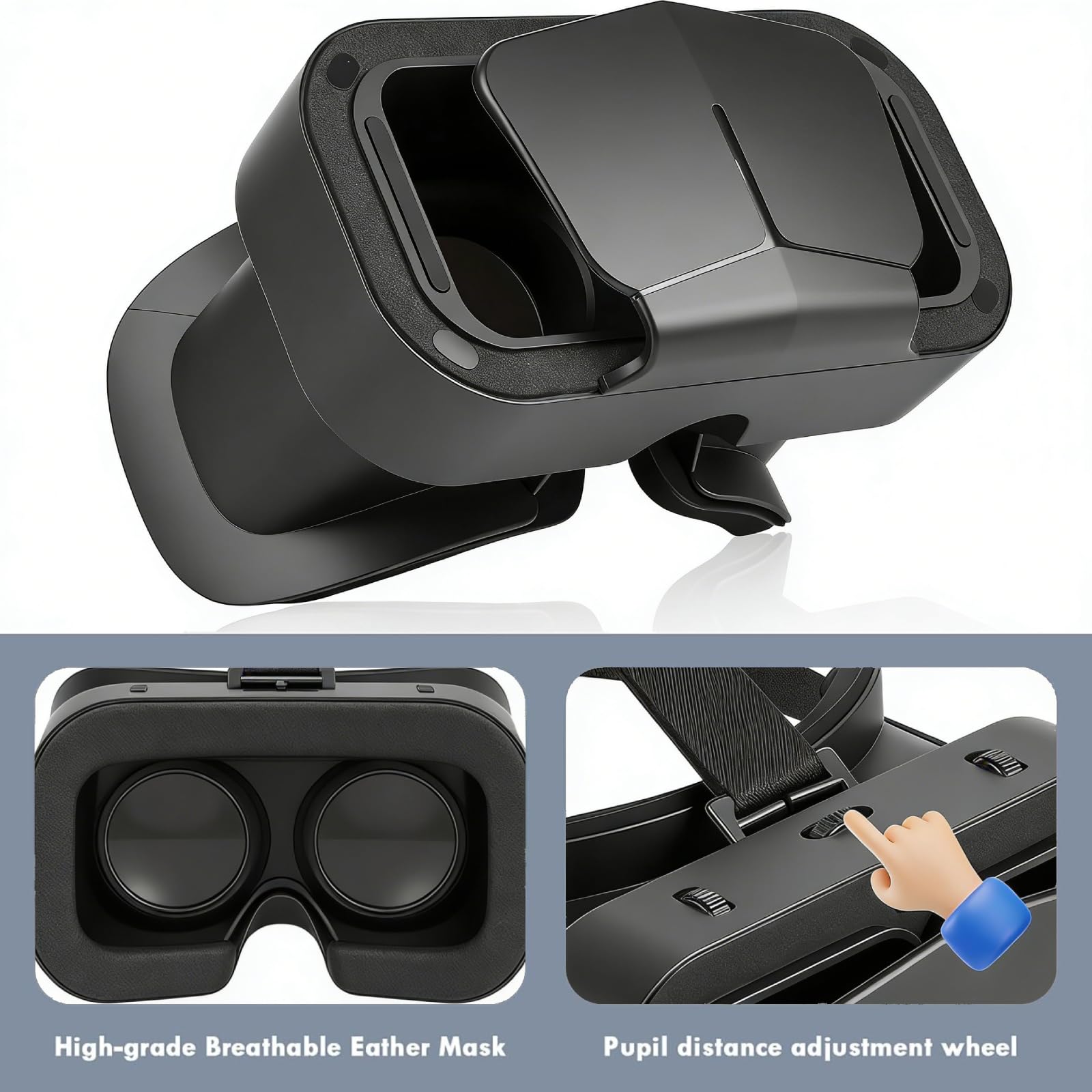 VR okulary do telefonu komórkowego, z pilotem zdalnego sterowania, okulary 3D VR, do gier i filmów 360 stopni, idealne do smartfonów 5~7 cali