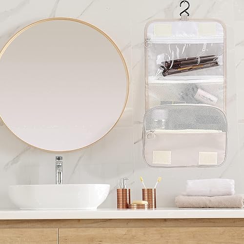 Miniatura 6 de SxoSyo Neceser para mujer, bolsa de viaje colgante para artículos de tocador, gran capacidad, accesorios de viaje, bolsas de maquillaje, organizador