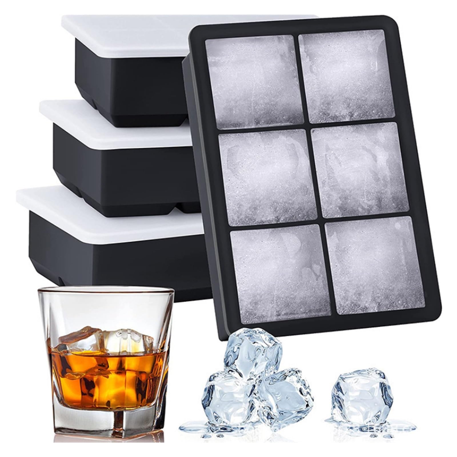 Vassoio per cubetti di Ghiaccio Silicone 4/6/8/15 Griglie Vassoio per Ghiaccio Stampo per Ghiaccio Stampo per Uso Alimentare Stampo Quadrato Fai da Te Bar Pub Enoteca Vassoio per Ghiaccio (Color : 6