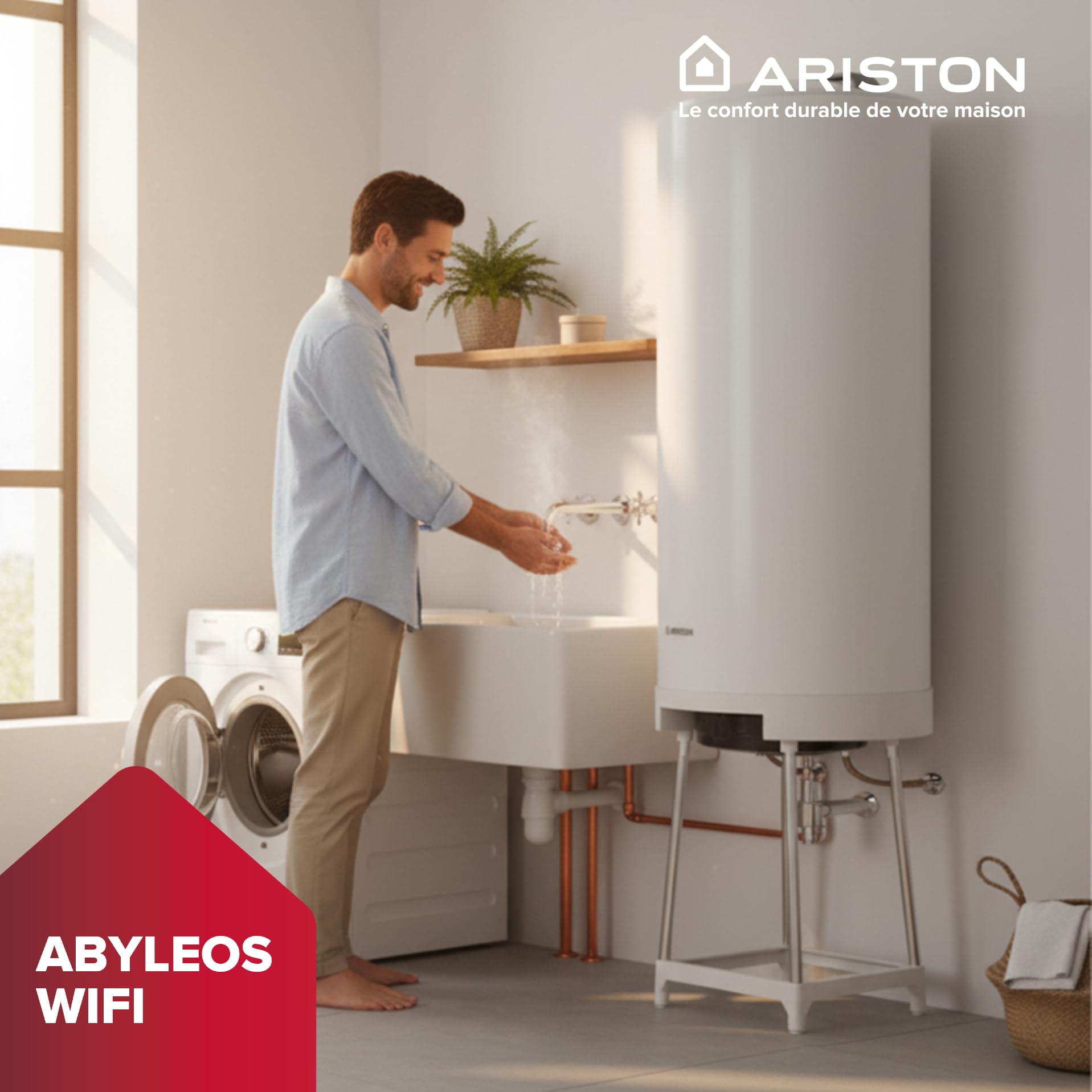 Ariston ABYLEOS XPERT WIFI Chauffe-eau Électrique Steatite Connecté 200L - Vertical Mural Ø530mm - Flexibilité Energétique - Remplacement à Vie - Technologie ACI - NF Performance 3 étoiles