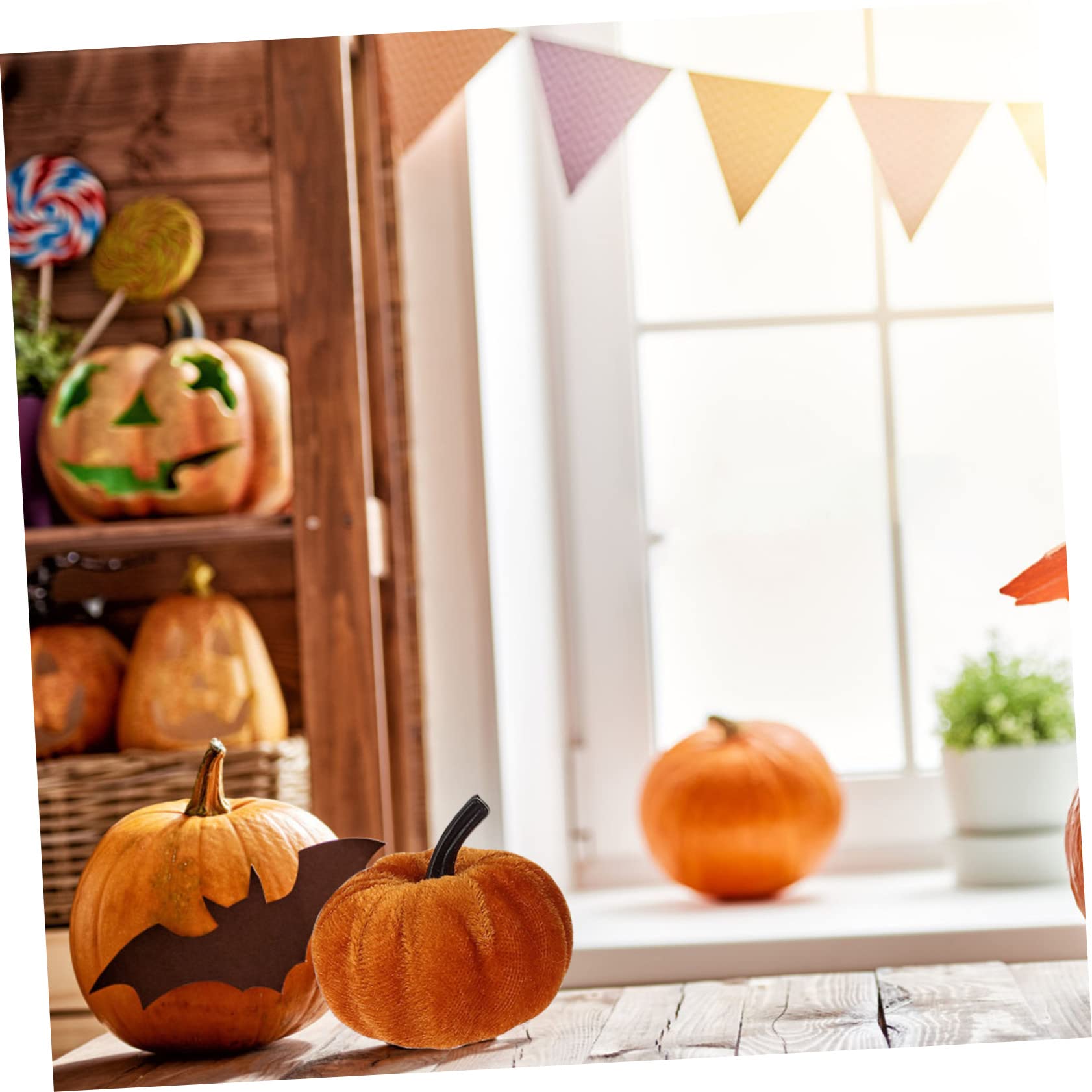 TOPBATHY 3 Set Di Decorazioni Di Zucca Realistiche Zucche Da Festival Statue Di Zucca Artificiali Design Delicato Per Tavolo Da Pranzo Con Finestra 15 Pezzi * 3