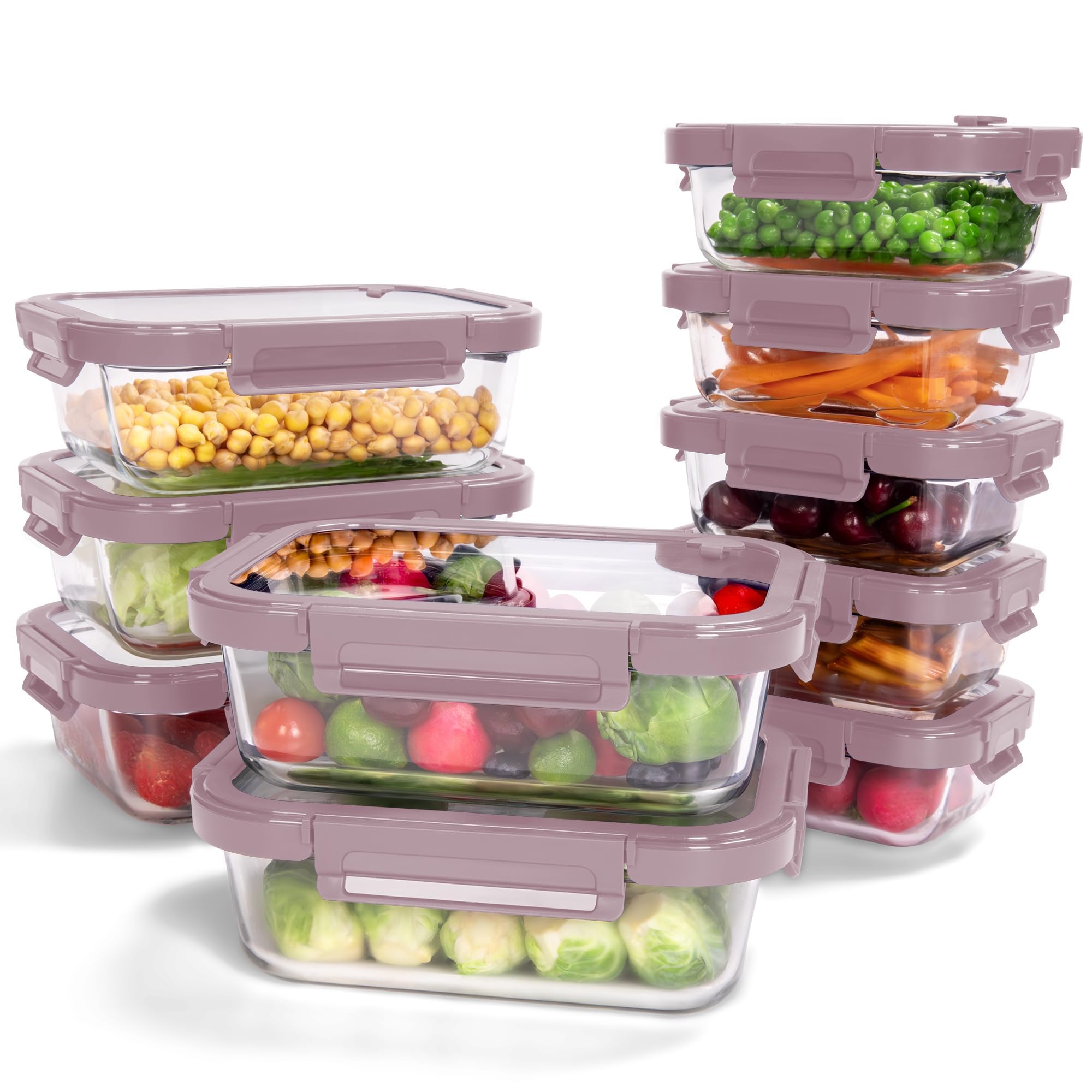 Photo 1 of ***FACTORY SEALED ***
BOROHOUSE 10-Pack Glass Food Storage Containers with Tempered Glass Lids – Borosilicate, Airtight, Oven-Safe (-4°F~950°F), BPA-Free, 4.4 & 1.6 Cup, Leak-Proof, Dishwasher Safe (Pink)