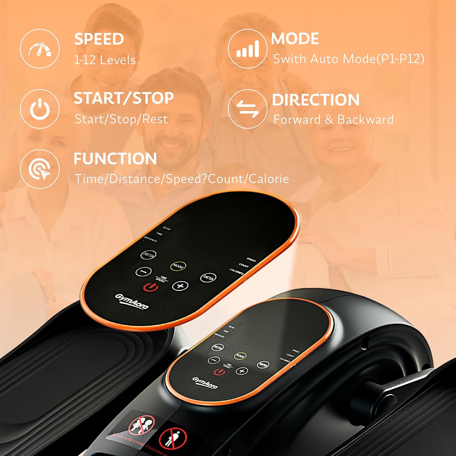 Under Desk Elliptical Exercise Machine, Electric Leg Exerciser with 12 Speeds, Forward & Reverse Modes,Quiet Compact Seated Pedal Stepper Machine with Remote Control for Seniors & Adults