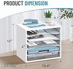5-Tier Wood Desk Organizer, Paper Sorter for Desktop with Adjustable Storage Shelves, Desktop Mail Holder for Office Home Classroom, White