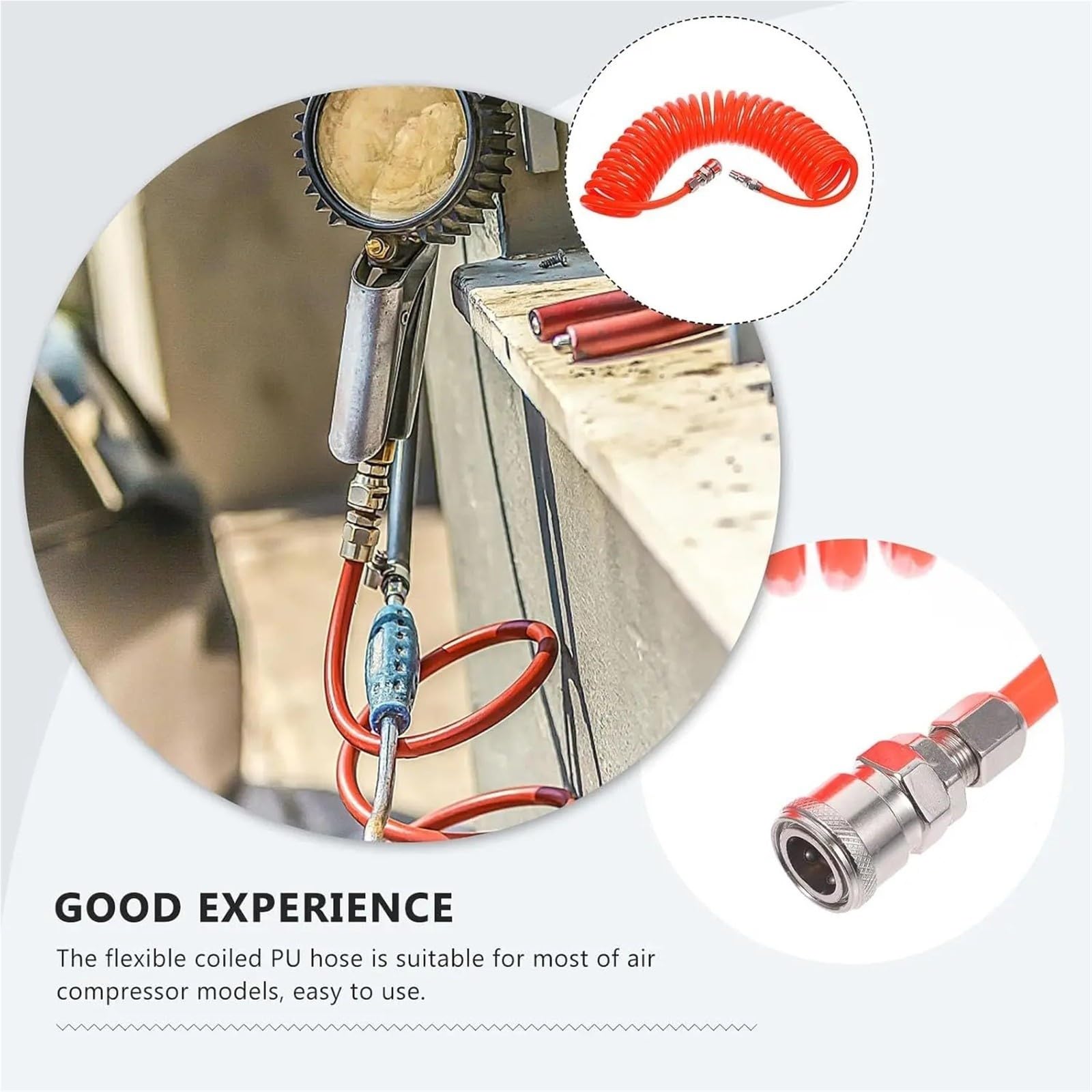 1pc Pneumatic Tools Hose Spiral Pipe Air Compressor Hose Air Compressors Outer Diameter(12M)