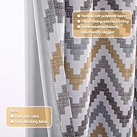 Vista 4 de Autumn Dream Cortinas opacas con ojales en la parte superior de Chevron Bohemia para sala de estar, 52 x 63 pulgadas, amarillo, 1 panel