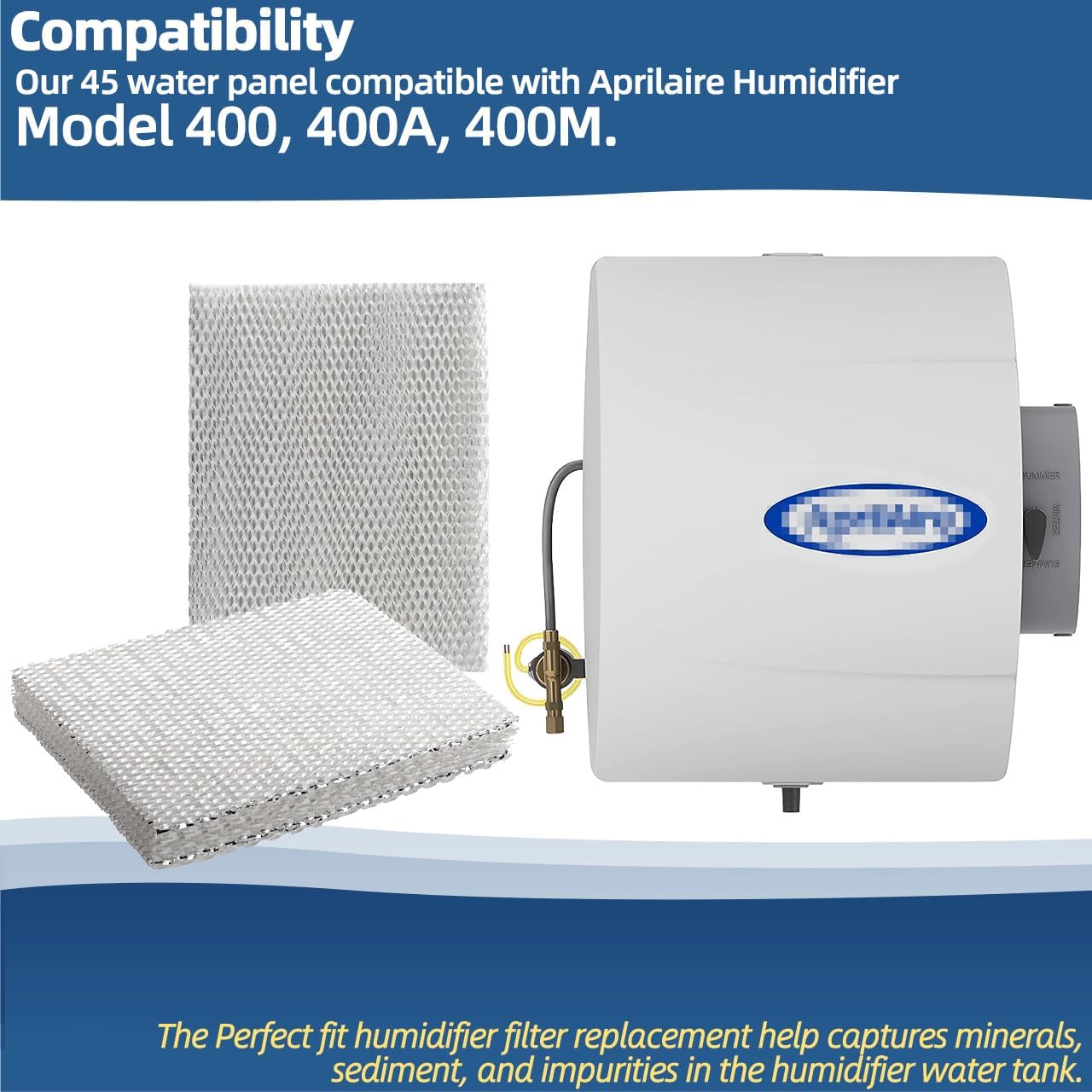 45 Humidifier Filter Pad Water Panel Replacement Compatible with Aprilaire Whole House Humidifier Models 400, 400A, 400M Humidifier Parts & Accessories (Pack of 2)