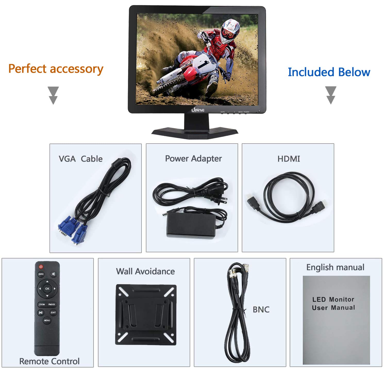 17 Pollici Display Monitor di Sorveglianza Supporta HDMI AV BNC VGA Interfaccia di ingresso USB Display della fotocamera Altoparlante integrato risoluzione 1280 x 1024