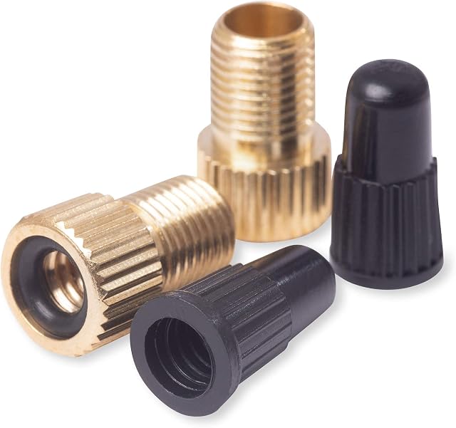 Harlington Group 4 pcs Pack Brass Presta to Schrader Bike Valve Adaptor Pump Adapter Converter For Road and Mountain Bike Supplied With 2 Valve Adaptors and 2 Presta Dust Caps