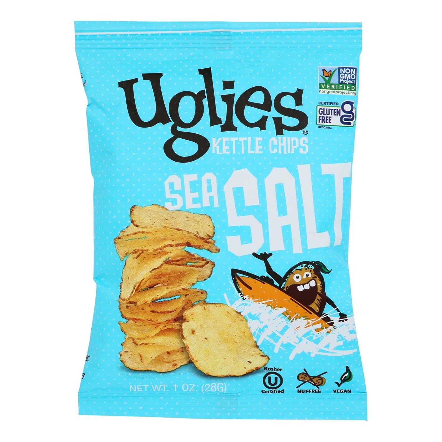 Uglies Kettle Potato Chips, Sea Salt, Vegan Friendly, Kosher, Gluten Free & Non-GMO, 1 Ounce (Pack of 32)
