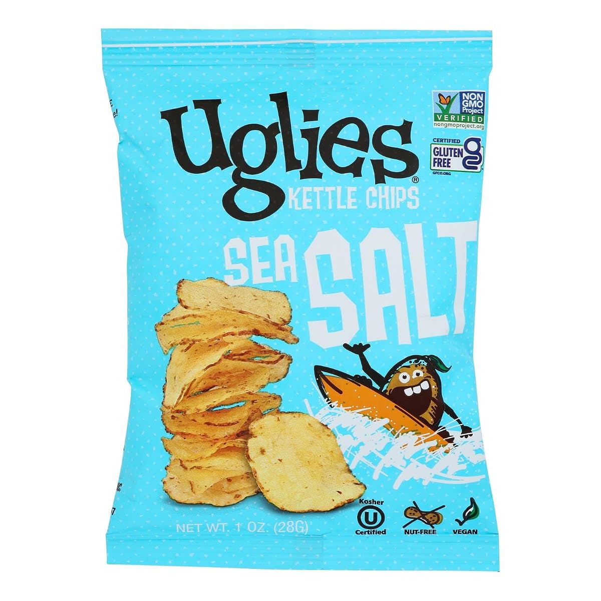 Uglies Kettle Potato Chips, Sea Salt, Vegan Friendly, Kosher, Gluten Free &