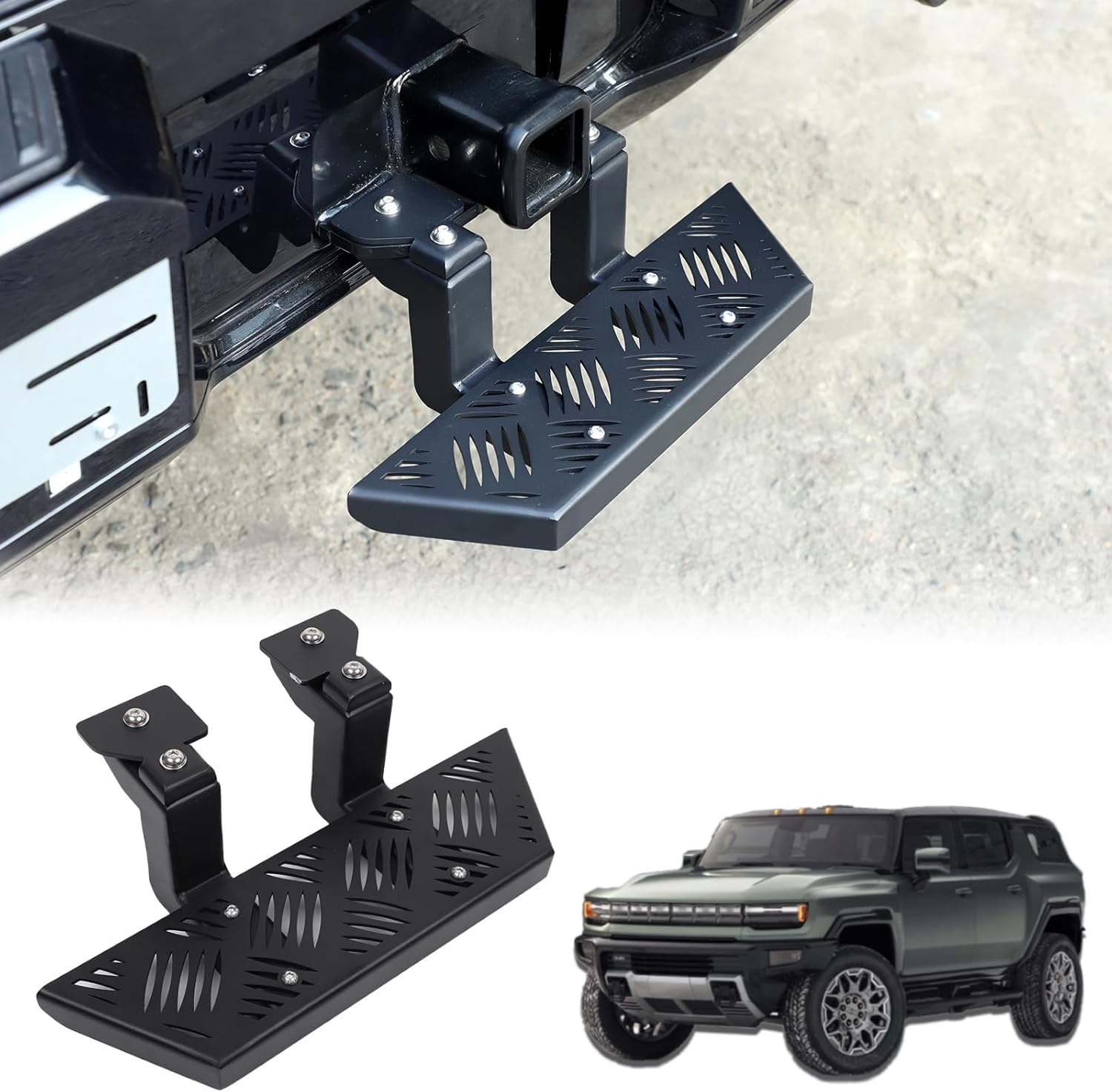 Tow Hitch Step Compatible with Hummer EV SUV 2024 2025 2026 Trailer Hitch Step Heavy-Duty Rear Bumper Tailgate Step Accessories