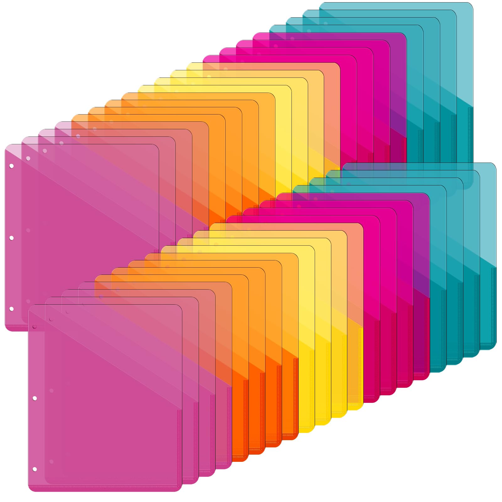 Maitys 50 Pack Binder Pockets 3 Ring, Letter Size 8.5x11,Summer Color
