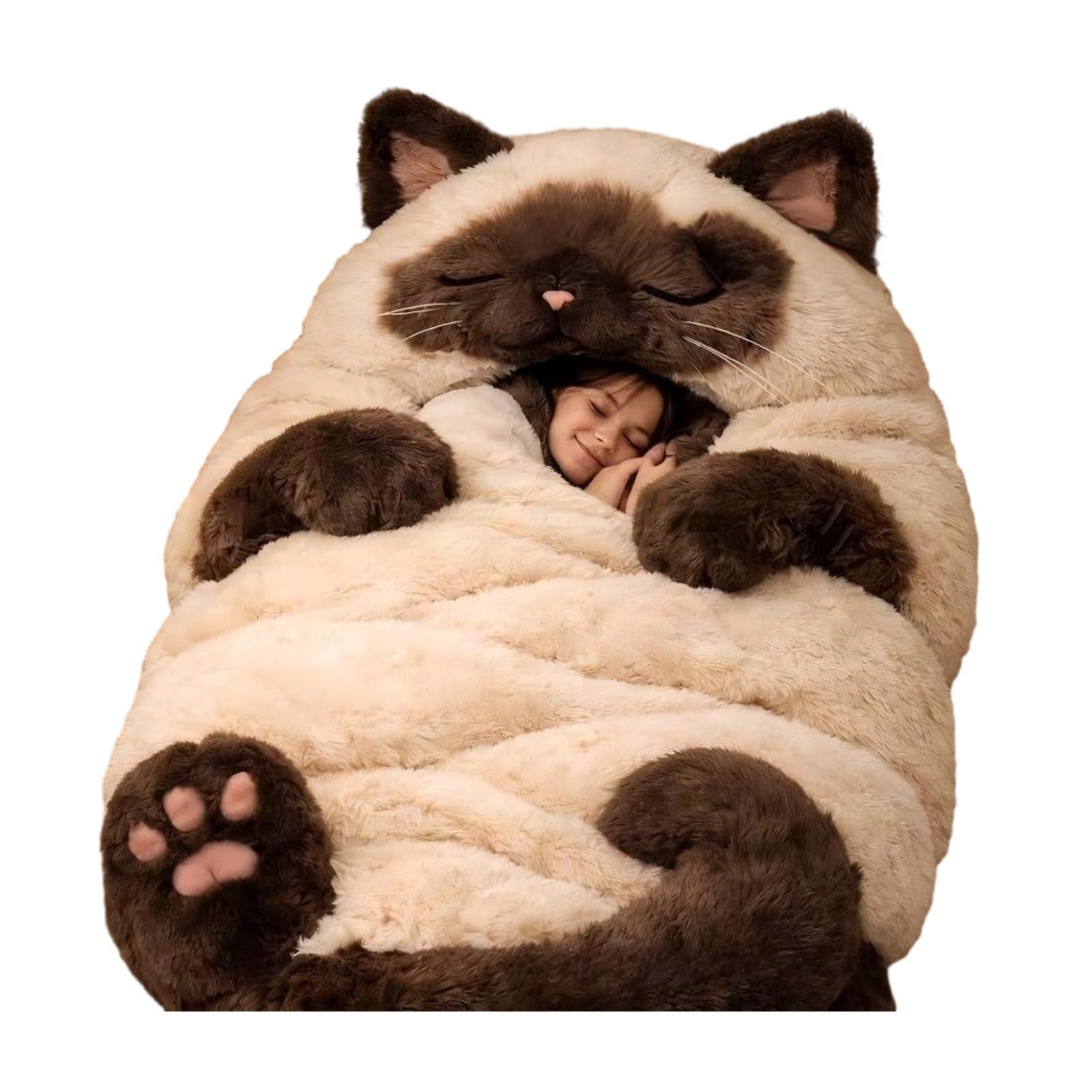 Adults Plush Envelope Sleeping Bag Cat, Giant Indoor Sleep Bag