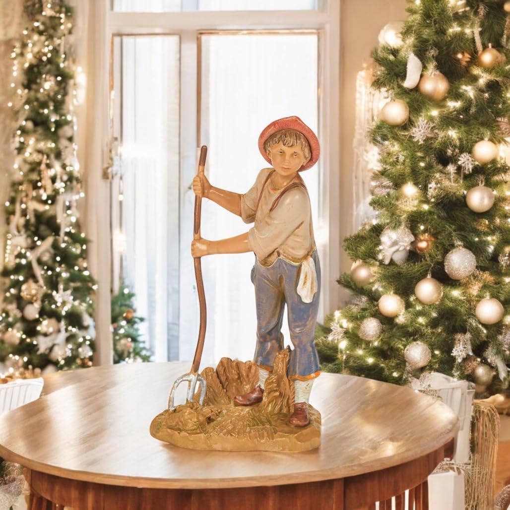 Roman Fontanini 5-Inch Boy Farmer Jamie Nativity Figure – Hand-Painted Village Collection Figurine – Durable Polymer Christmas Display
