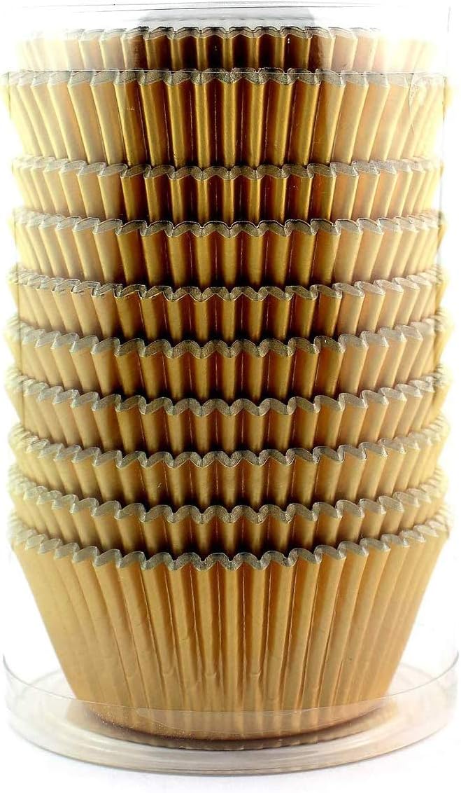 Gold Foil Cupcake Case Liners Wrappers Baking Muffin Paper Cups