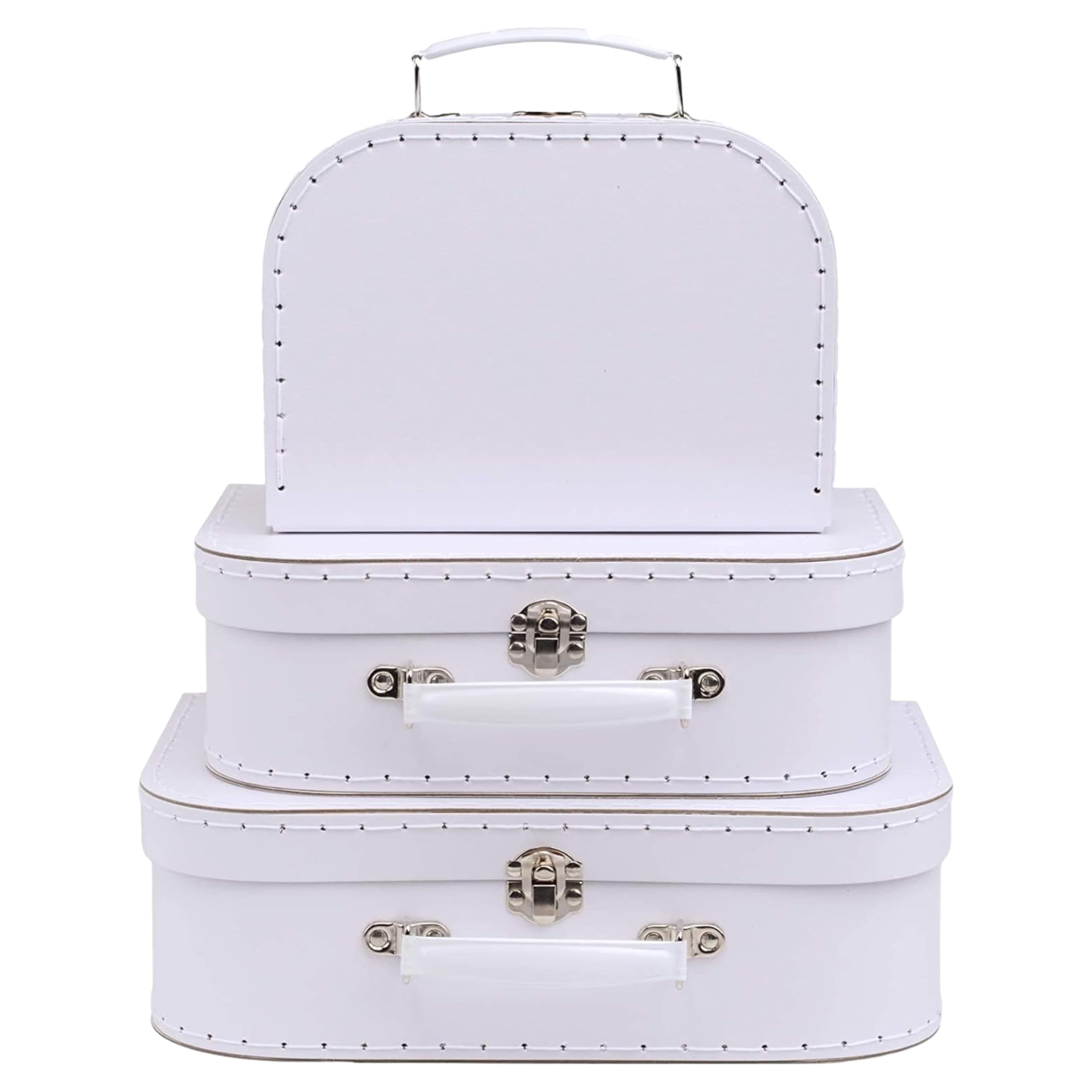 Jewelkeeper Paperboard Suitcases Set of 3 Vintage Decorative Storage Box Luggage Decor Storage Vintage Decor for Birthday Weddings