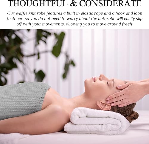 Miniatura 6 de Tigeen 4 Pcs Towel Wrap for Women Waffle Spa Robe with Adjustable Closure Elastic Top Lightweight Wraps for Shower Bath