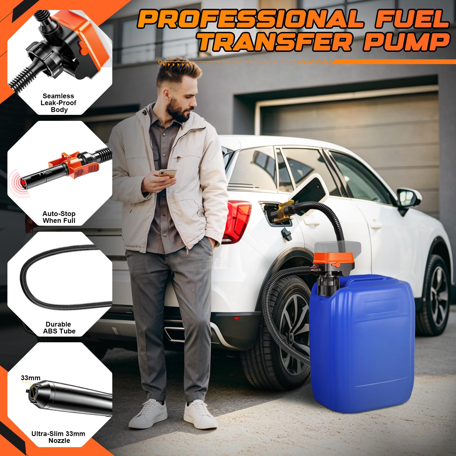 WingFly Bomba de Trasiego de Combustible para Dewalt 20V Milwaukee 18V | Sensor de Parada Automática, Bomba de Líquido Portátil, Bomba de Trasiego Eléctrica (12L/Min)