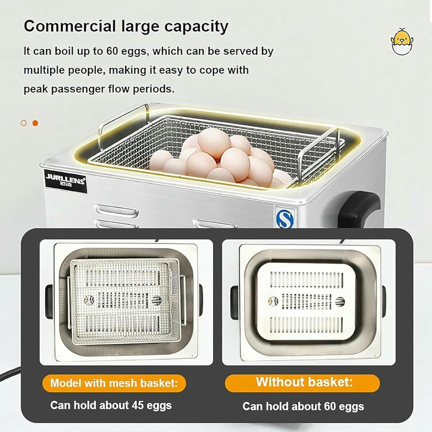2600 W Commercial Egg Cooking, Capacity For 60 Eggs, Tempde 30-110 ° C Control, 0 To 60-Minute Timer, Water Passed By Water, Hard Eggs And Eggs To Prepare Te ~/