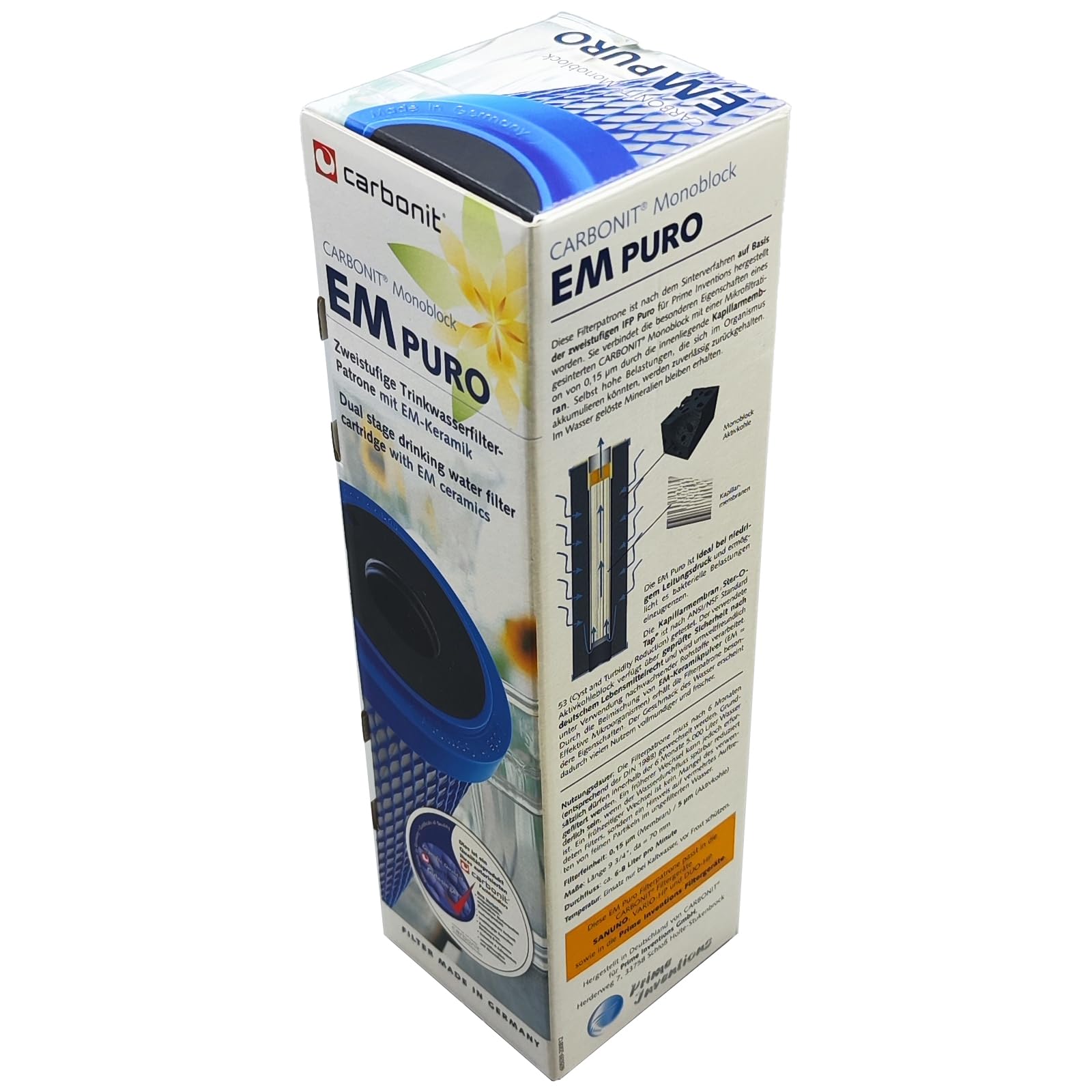 Cartucho de filtro de agua EM Puro | con cerámica EM | mejor sabor al agua | compatible con carcasas de filtro Carbonit Sanuno & Vario HP | AquaAvanti | WatPass | Alvito | y muchos otros