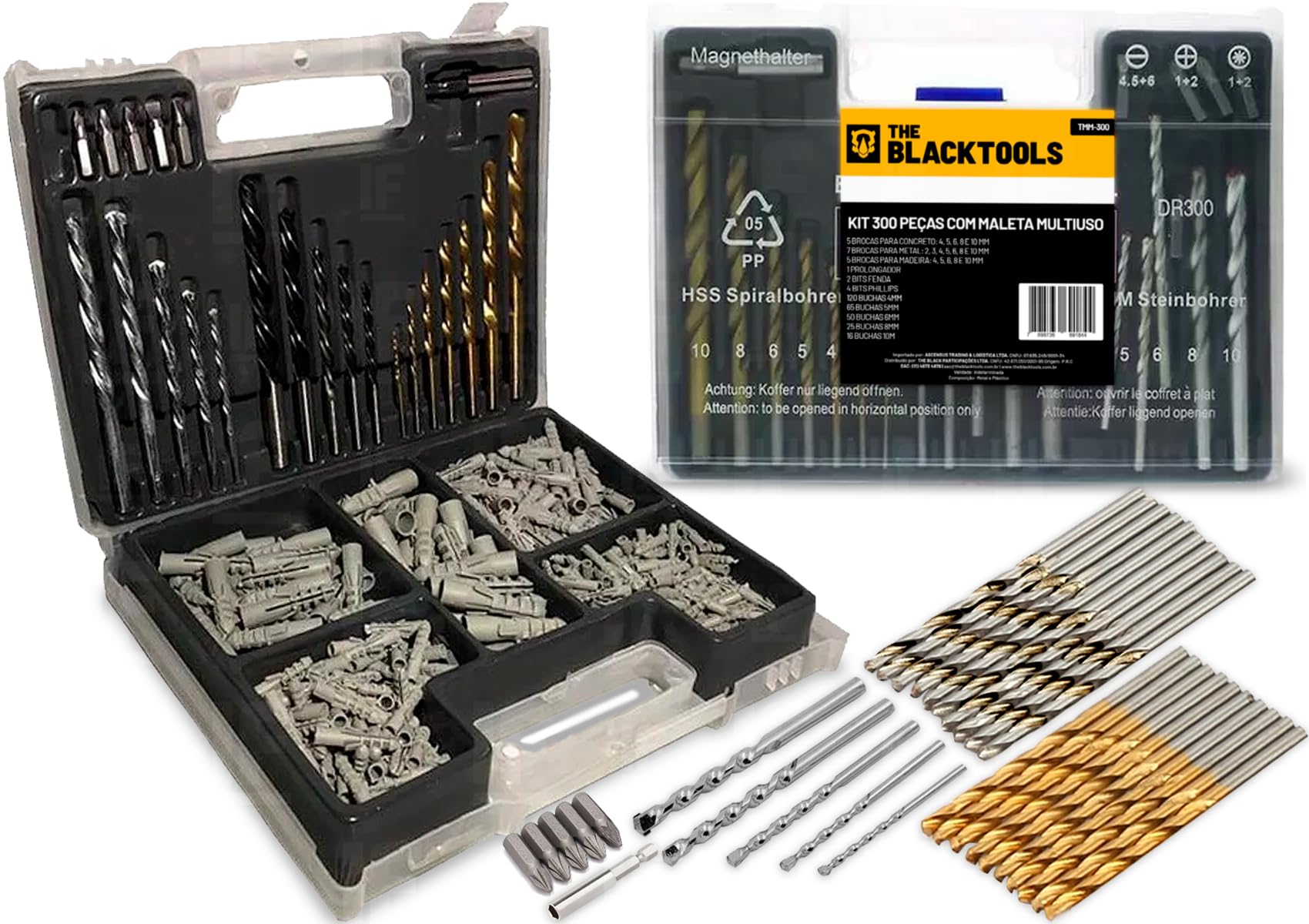 Kit Jogo De Ferramentas Multiuso 300 Peças C/Maleta Brocas