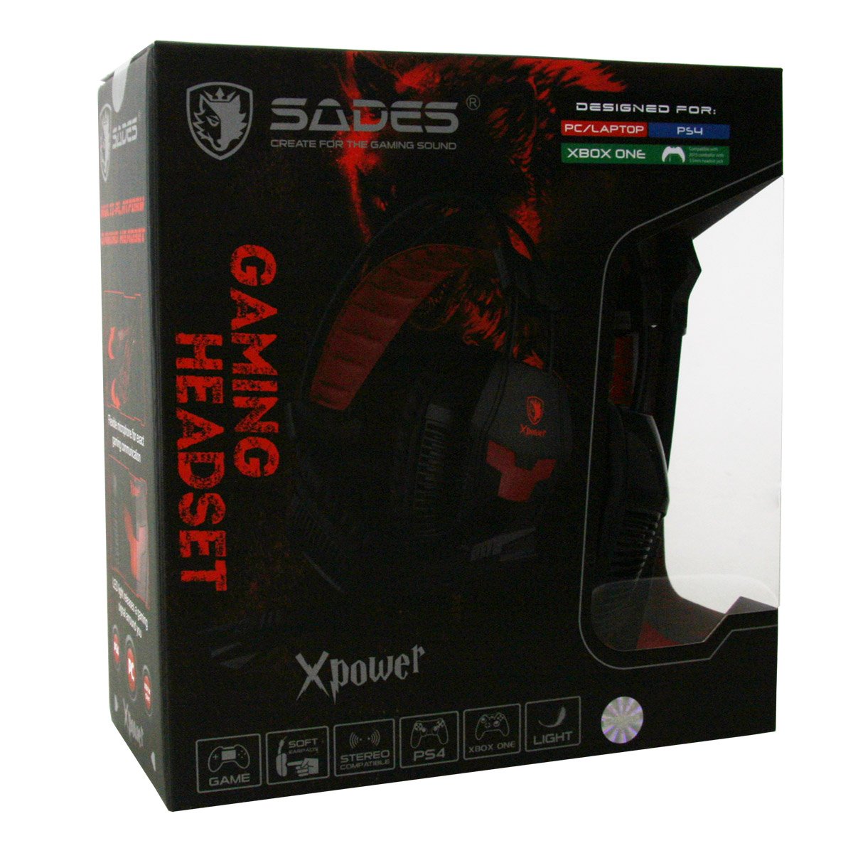 Sades in-ear Gaming cuffie nero Black/Red