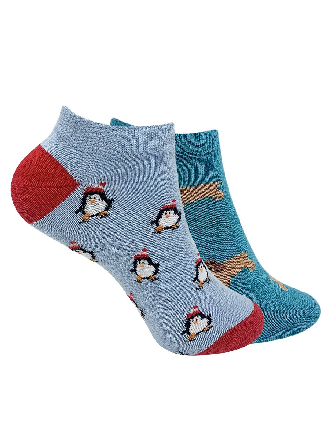 Women Ankle Length Socks Combo Pack, Cotton Printed Sock Set of 2 Gift Set, Funky Fun Prints & Colourful Odour Free Sock-image-39