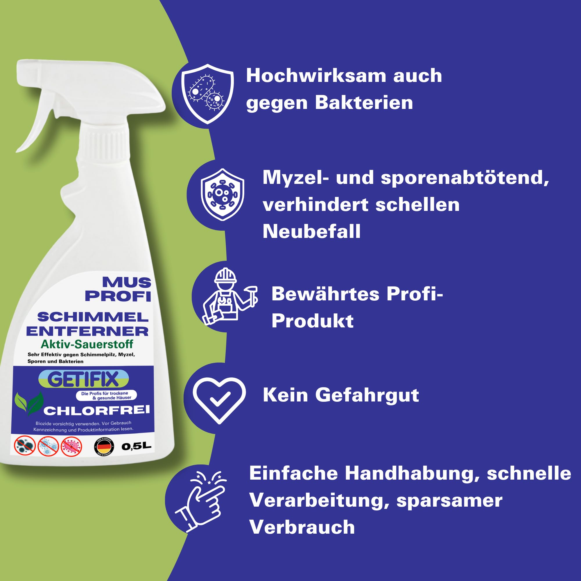 Schimmelschutz Set für 5m², komplett DIY-Set, Aufnahme von zu hoher Luftfeuchtigkeit, für alle üblichen Innenflächen wie Mauerwerke, feste Putze etc.