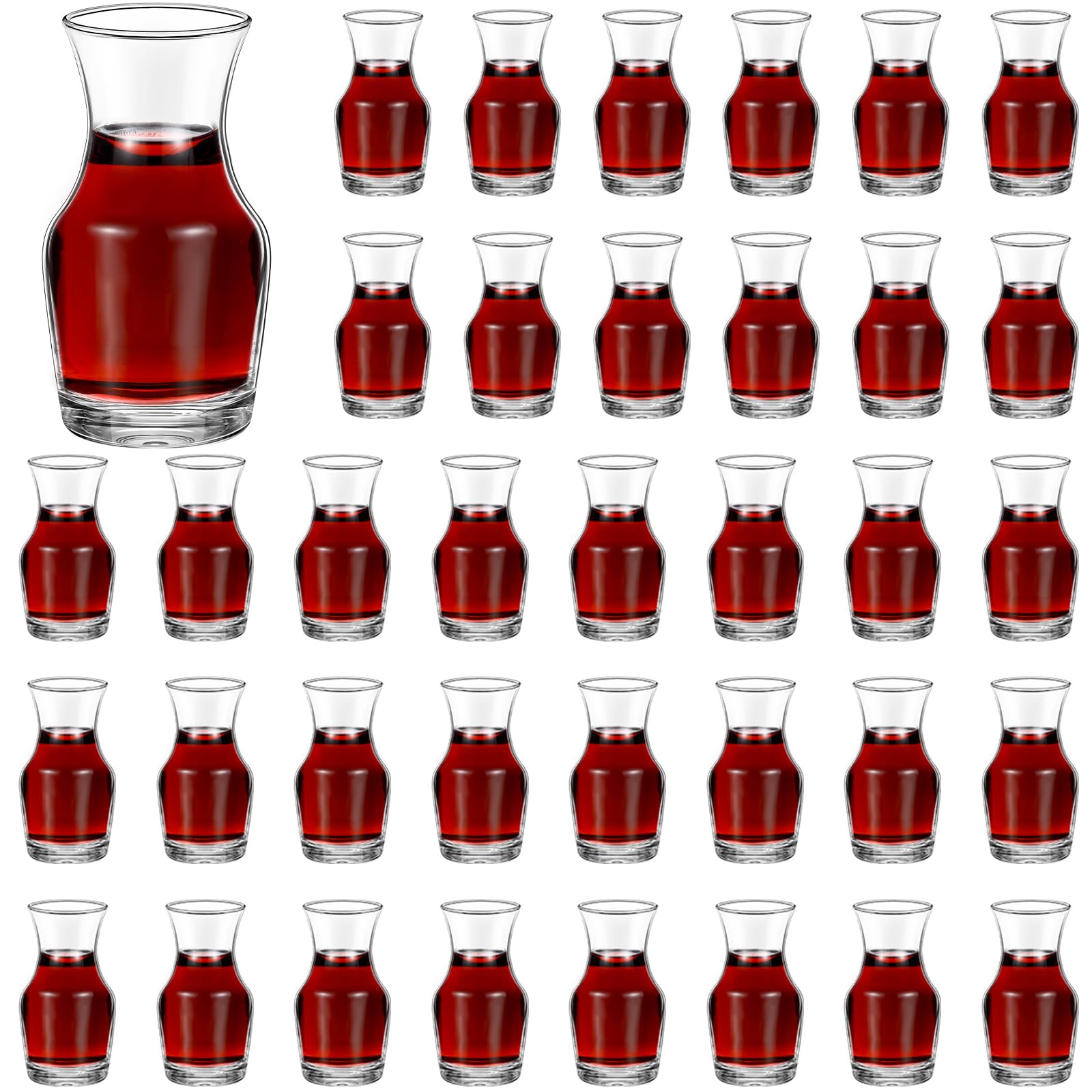Remagr 36 Pack Wine Carafes Glass Small Single Serving Decanter,6.5 oz