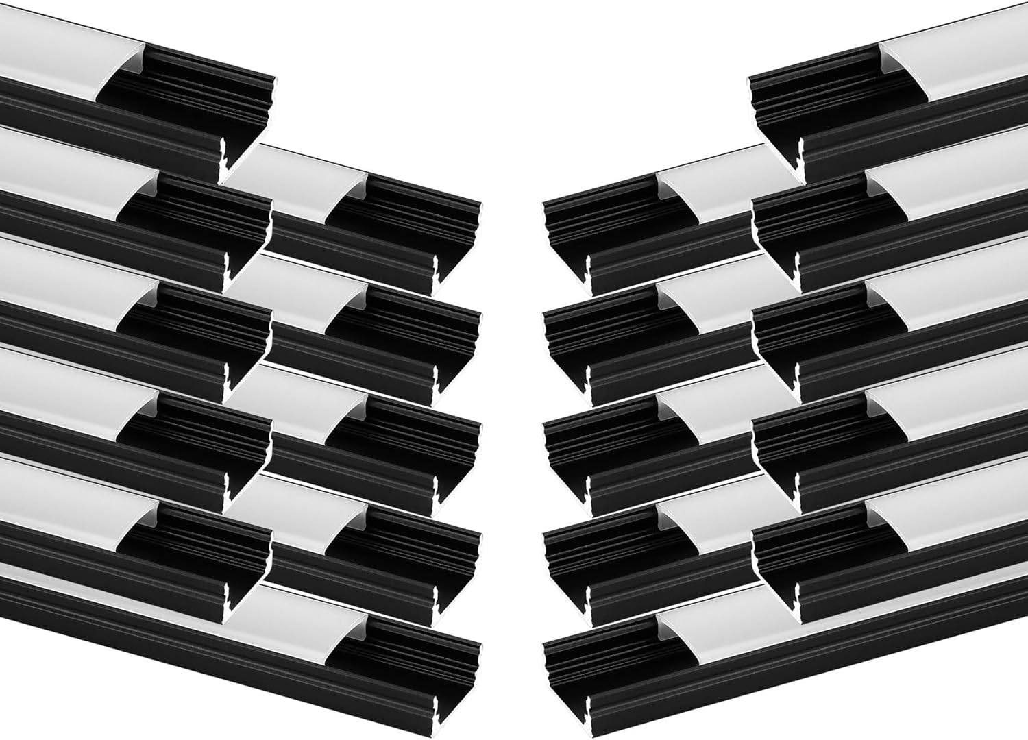 (missing hardware)Besseto 20Pack 6.6Ft/2M Black LED Aluminum Channel,LED Strip Light Diffuser Aluminum Channel Profile Housing Extrusion for Under Cabinet Counter and Stairs (Black-20Pack 6.6ft)