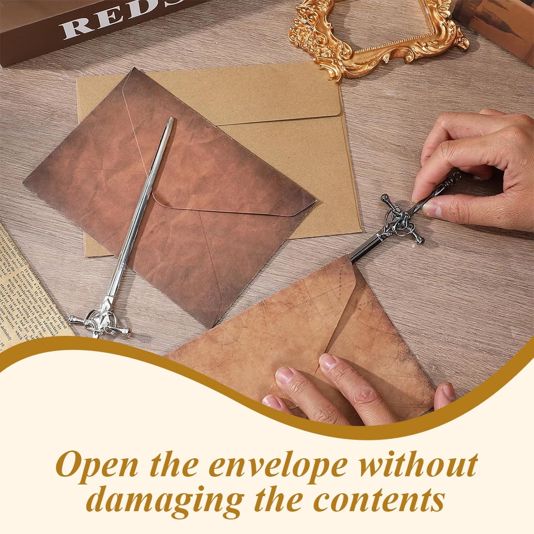 Ouvre-Enveloppes Couteau Épée Vintage 4 Pièces pour Bureau Maison
