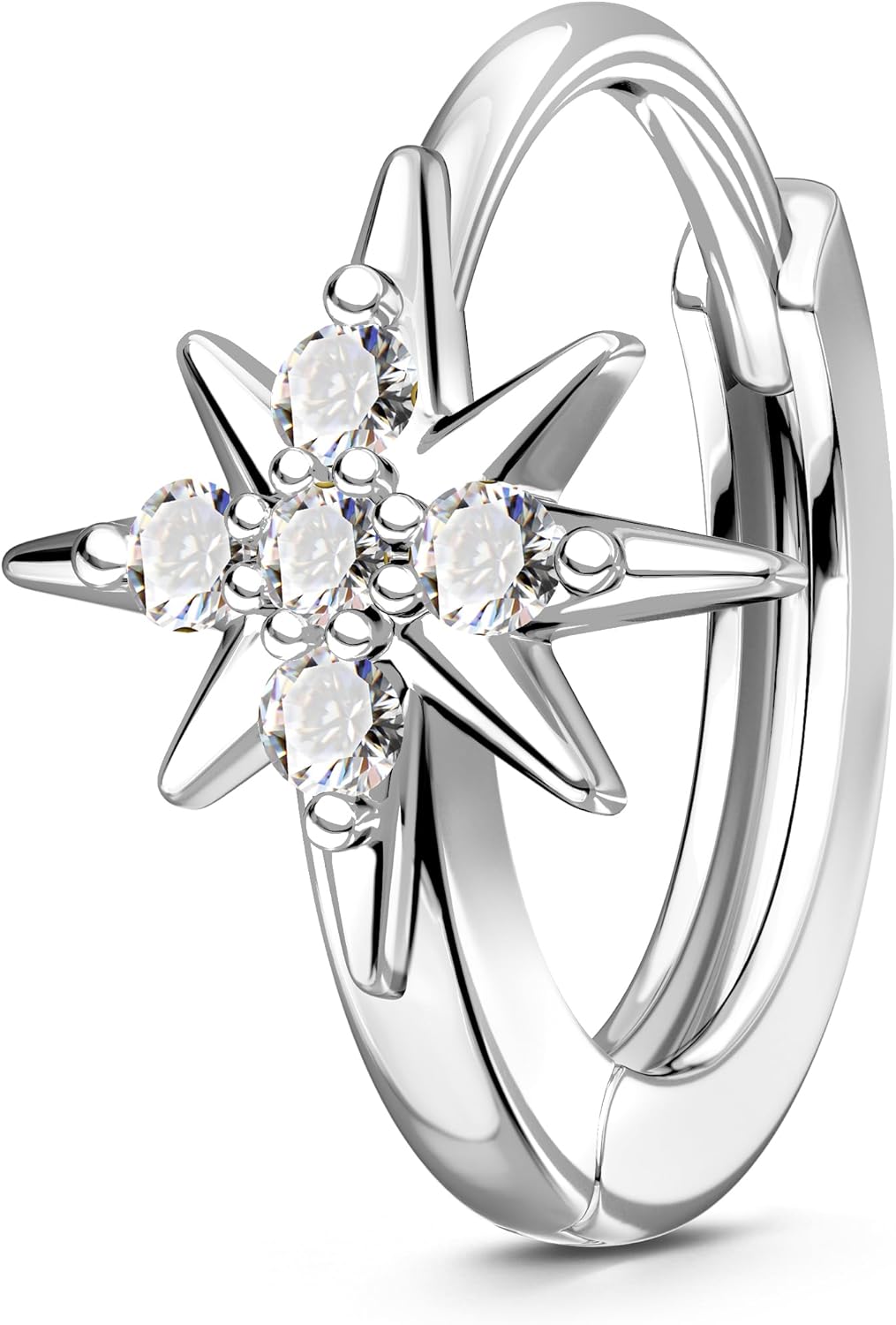 Clicker Rook Earrings, 20G Star Rook Piercing Jewelry, Stainless Steel Helix lobe Earrings Silver/Gold