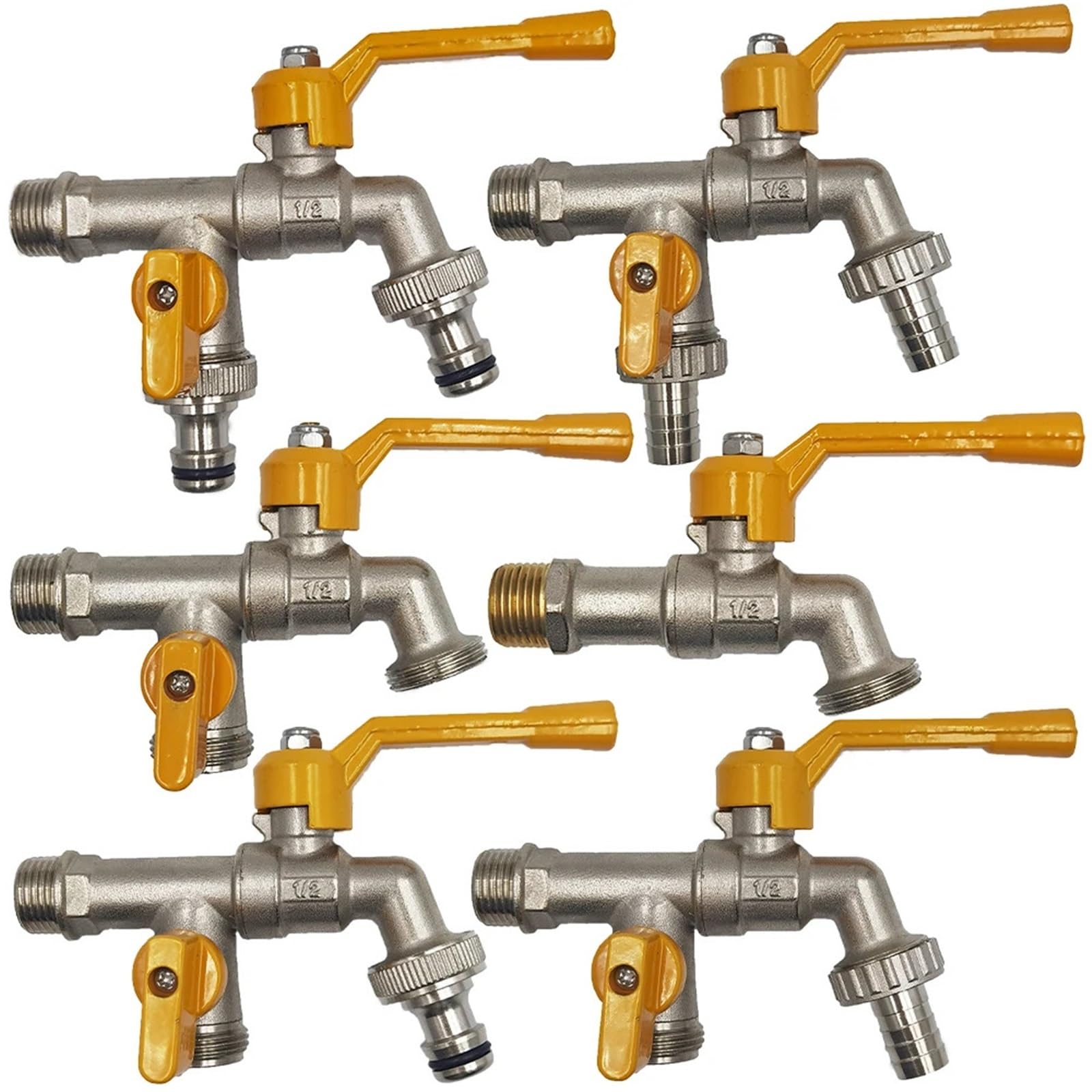 Mosiężny wąż ogrodowy adapter do kranu 1/5.1 cm złącze zbiornika na wodę 2-drożny i 1-drożny montaż nawadniający wymiana złącza kranu z zaworem kulowym (1 sztuka)