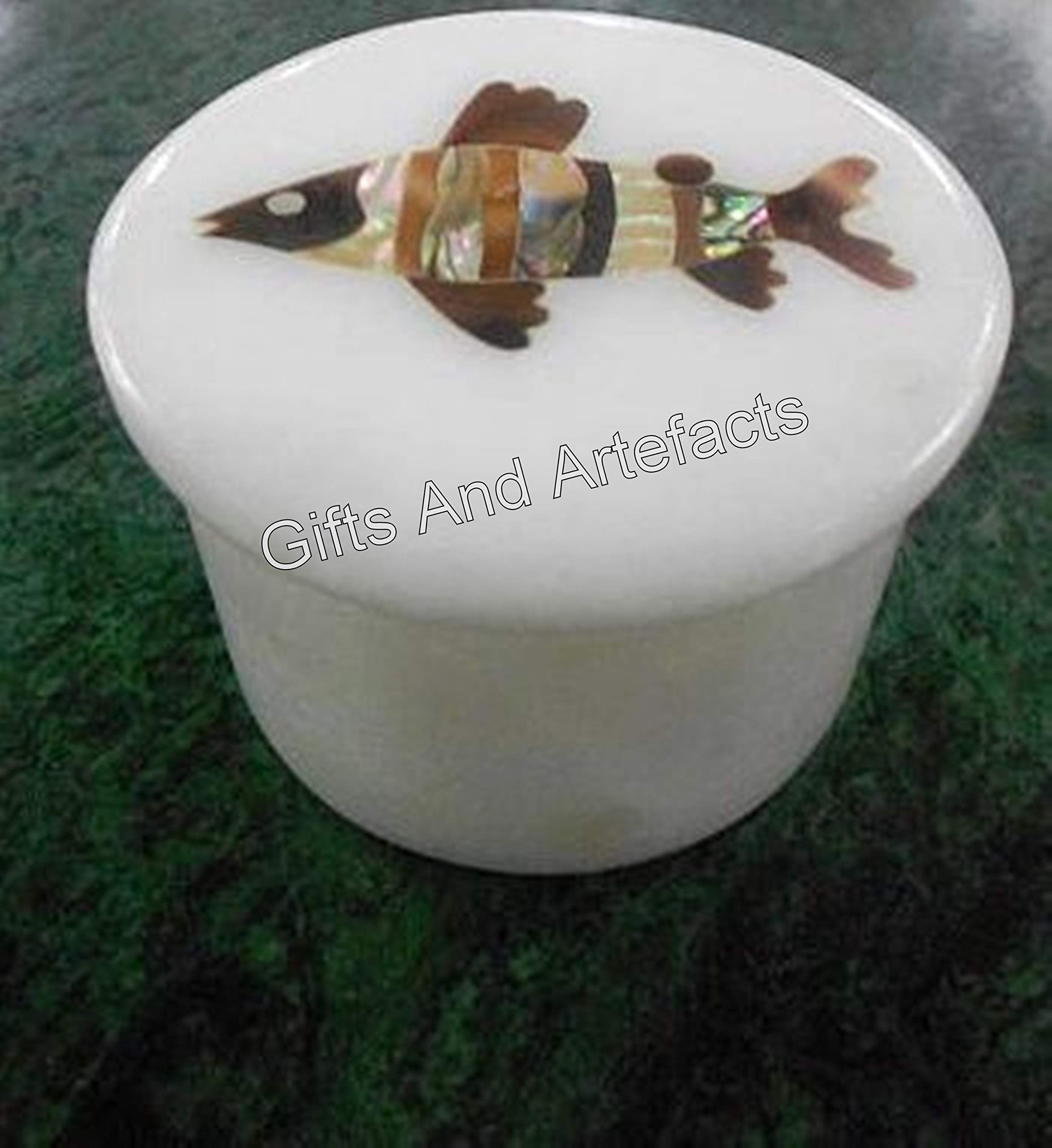 Portagioie realizzato a mano da 6,3 cm con effetto marmo bianco reale, scatola rotonda per aggiungere un tocco splendido alla tua collezione di gioielli