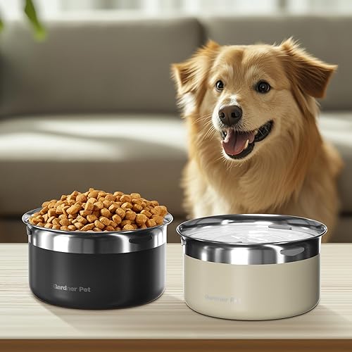 Miniatura 9 de Gardner Pet Cuencos para perros de 1 galón (3.85L) de acero inoxidable sin derrames, cuenco de agua para perros, cuencos de metal con alimentación