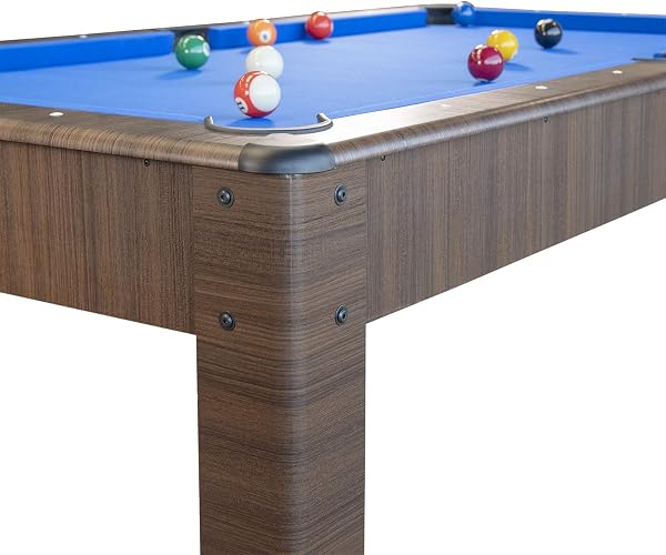 Billard Américain Harmony 6Ft - 206,5 x 116,5 x 80 cm avec Accessoires et Plateau dînatoire - Couleur Chêne (Marron) et Tapis Bleu - 4
