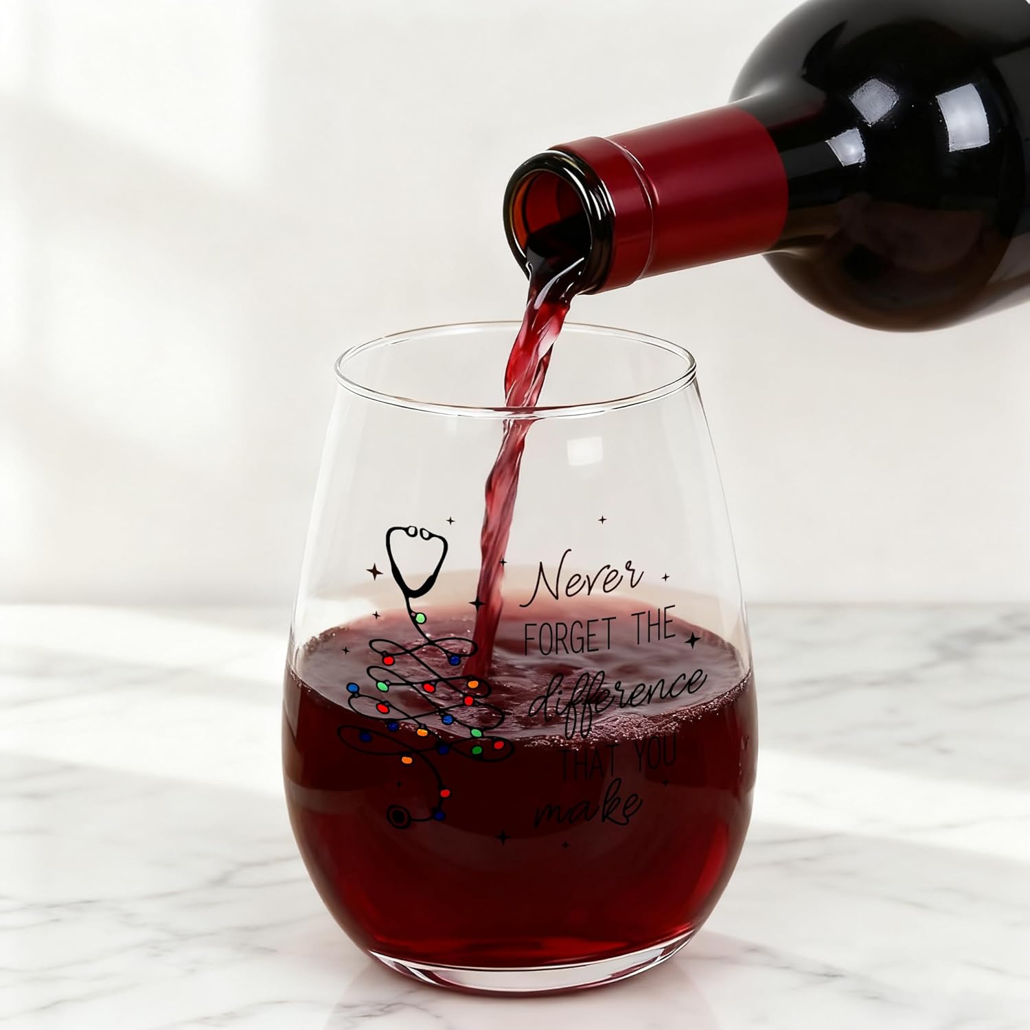 Nurse Gifts for Women - Never Forget The Difference You Make Wine Glass 17Oz, Appreciation Gift for Women Coworker Nurse Teacher Employee for Christmas Birthday - Image 7