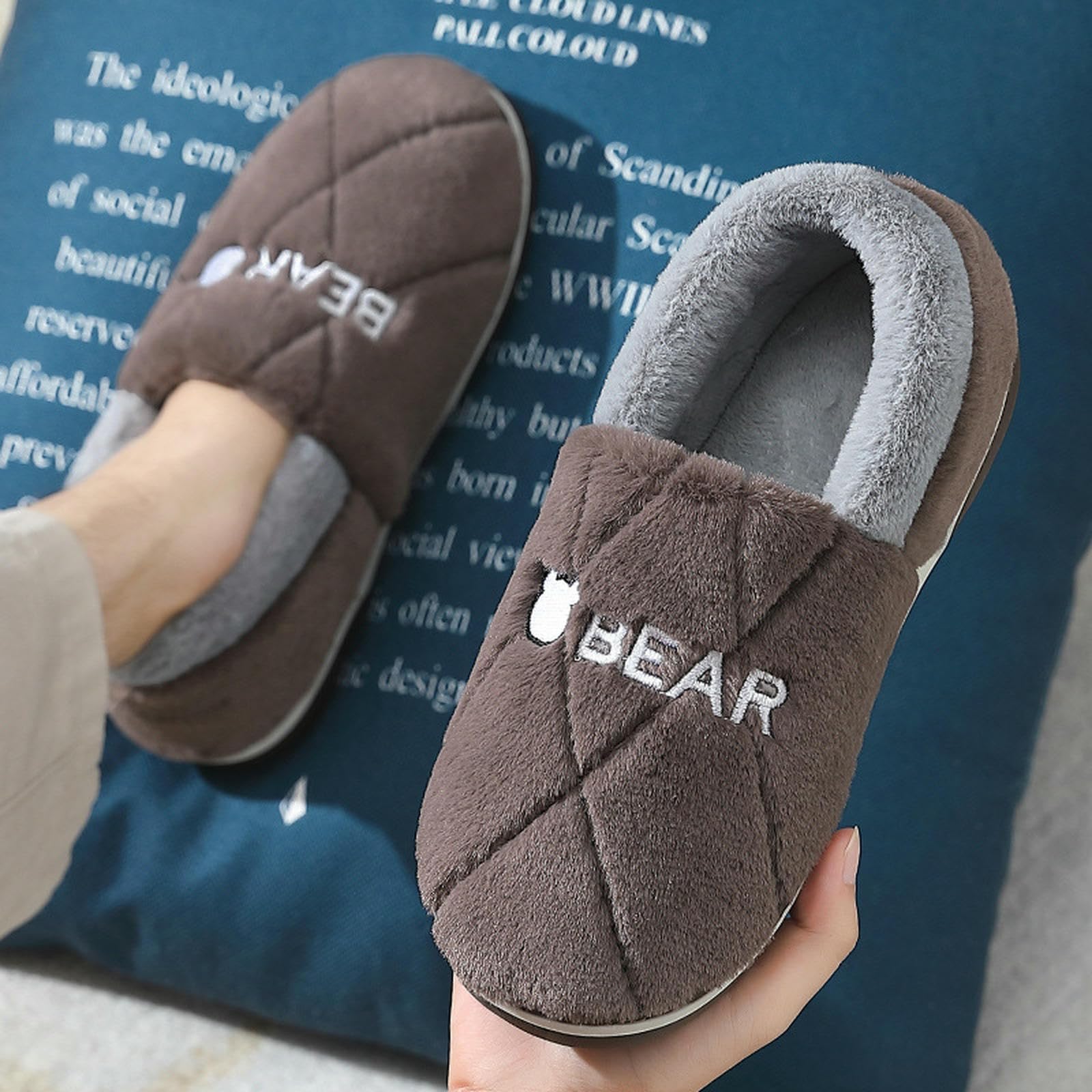 Damskie Kapcie Męskie Zimowe Plush With Heels And Large-Size Wool For Warm Home Use